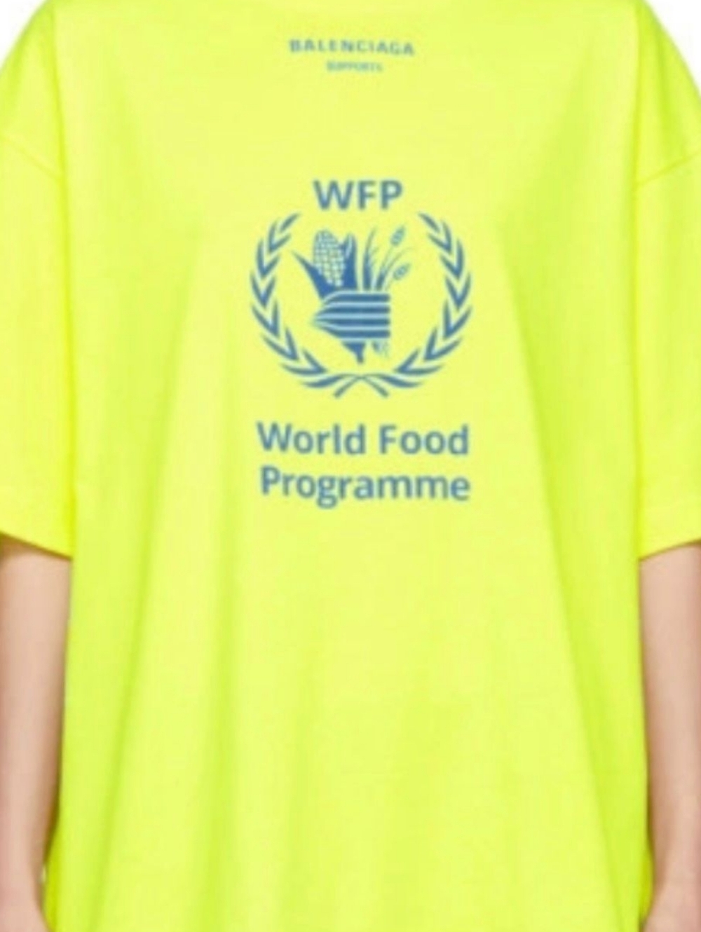 Balenciaga World Food Programme Neon Yellow Graphic Tee